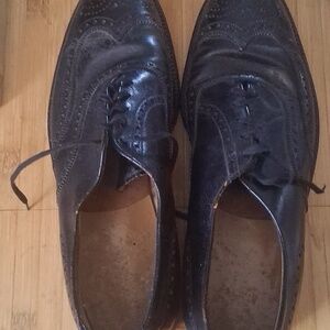 Hickey Freeman Size 11 D Black Wing Tip Shoes